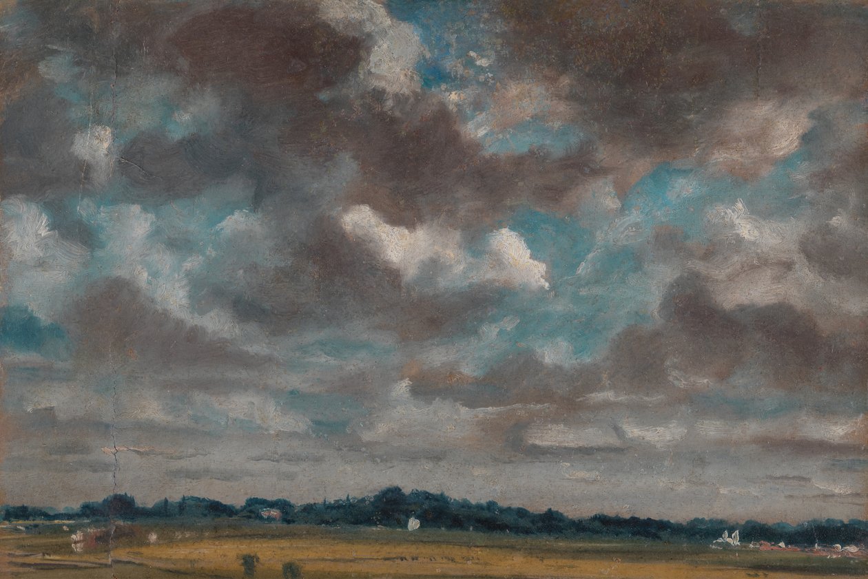 Rozległy krajobraz z szarymi chmurami, ca. 1821. autorstwa John Constable
