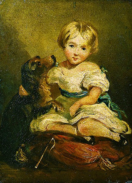 Dziewczyna z psem (olej na płótnie) autorstwa John Constable