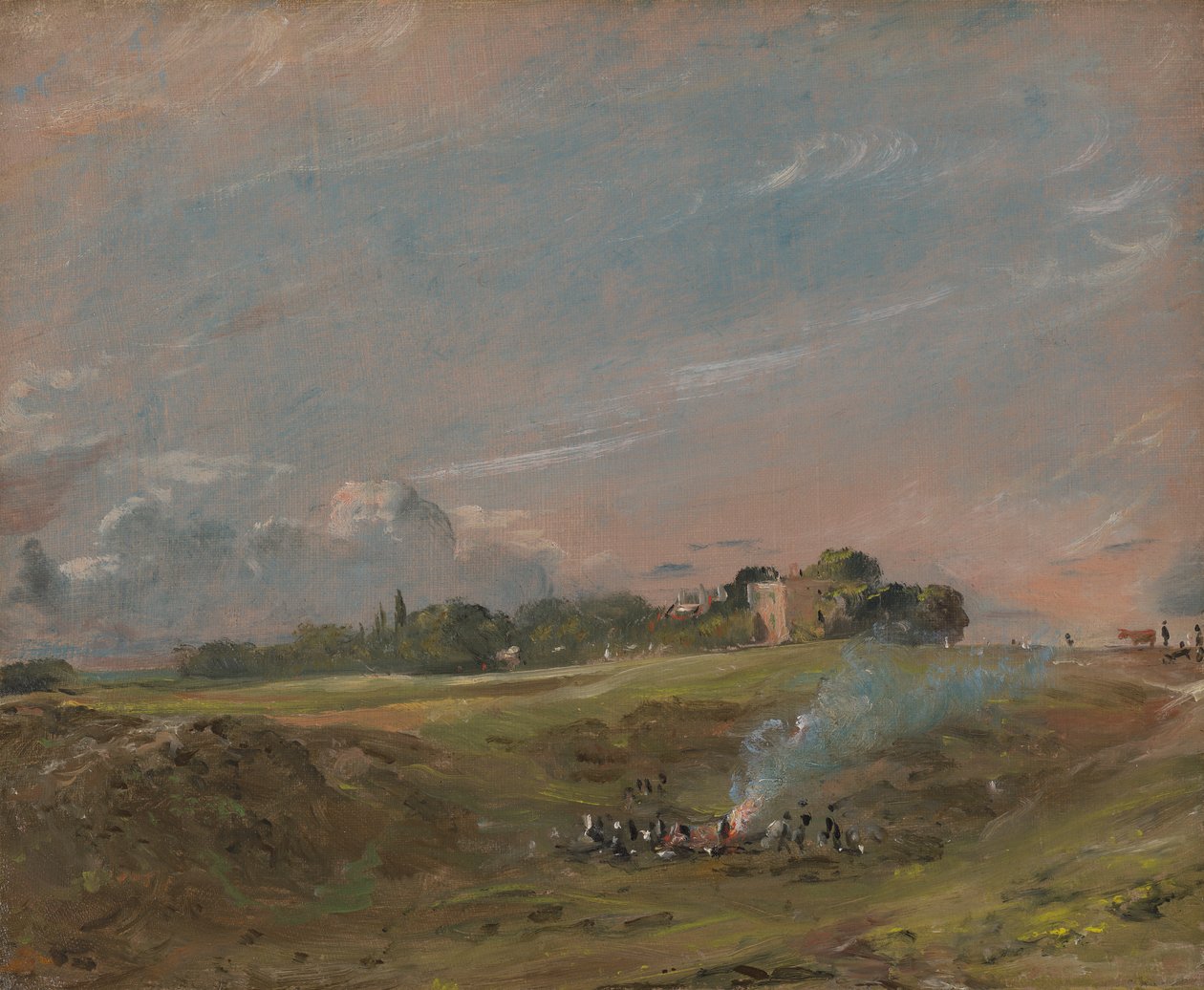 Hampstead Heath, z ogniskiem autorstwa John Constable