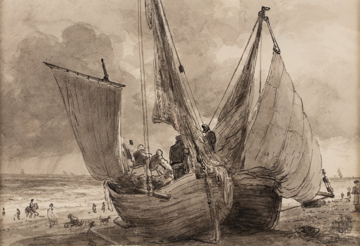 Lugger i łódź Hog, Brighton autorstwa John Constable