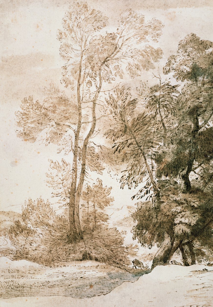 Drzewa i jelenie, według Claude autorstwa John Constable