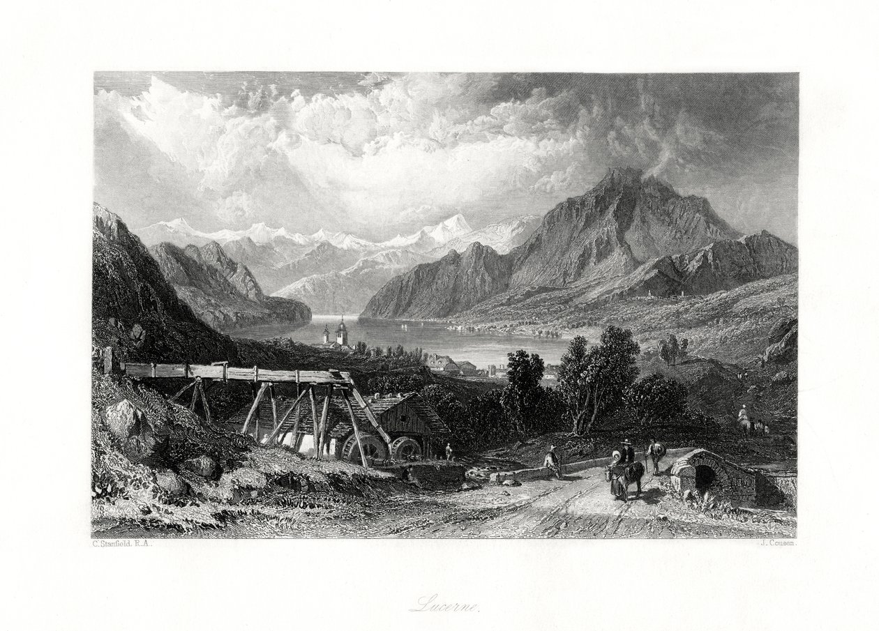 Lucerna, Centralna Szwajcaria, XIX w. autorstwa John Cousen