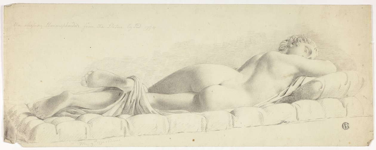 Starożytny posąg śpiącego Hermafrodyty autorstwa John Downman