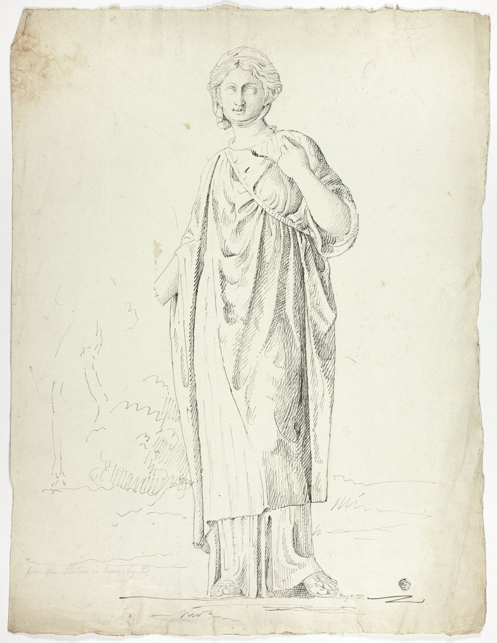 Antyczna statua stojącej drapowanej kobiety autorstwa John Downman