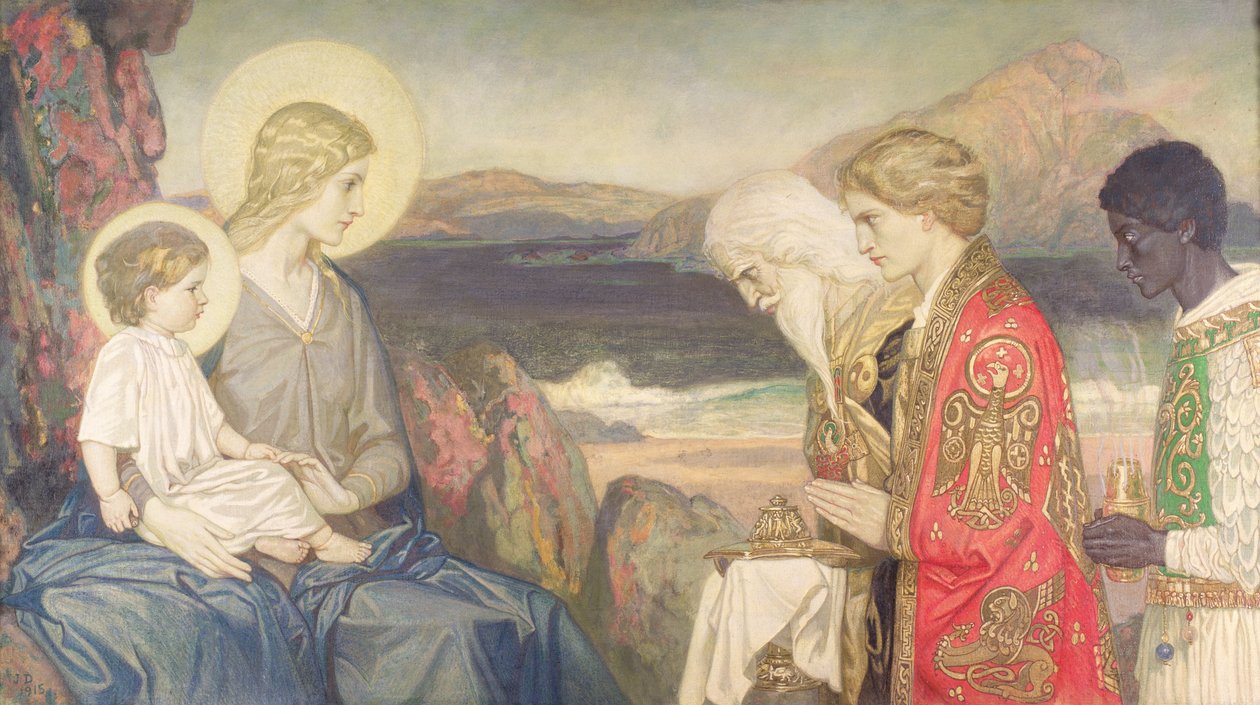 Trzej Mędrcy, 1915 (tempera na płótnie) autorstwa John Duncan
