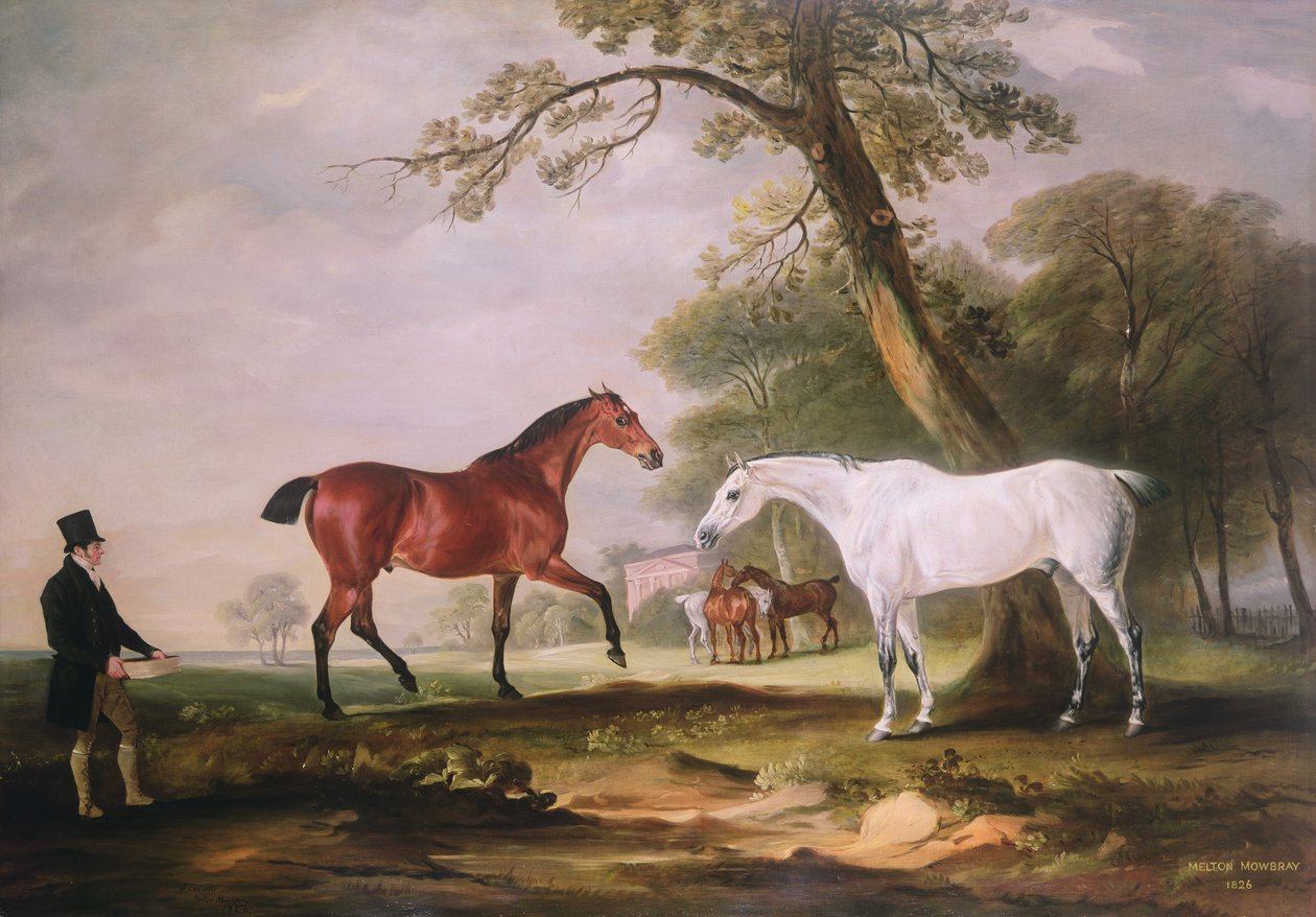 Myśliwi w Melton Mowbray, 1826 autorstwa John E. Ferneley