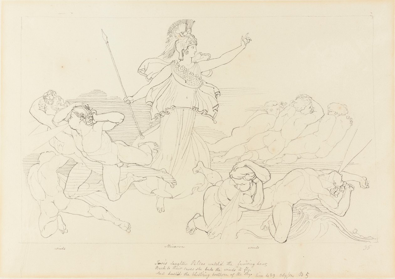 Atena i wiatry autorstwa John Flaxman