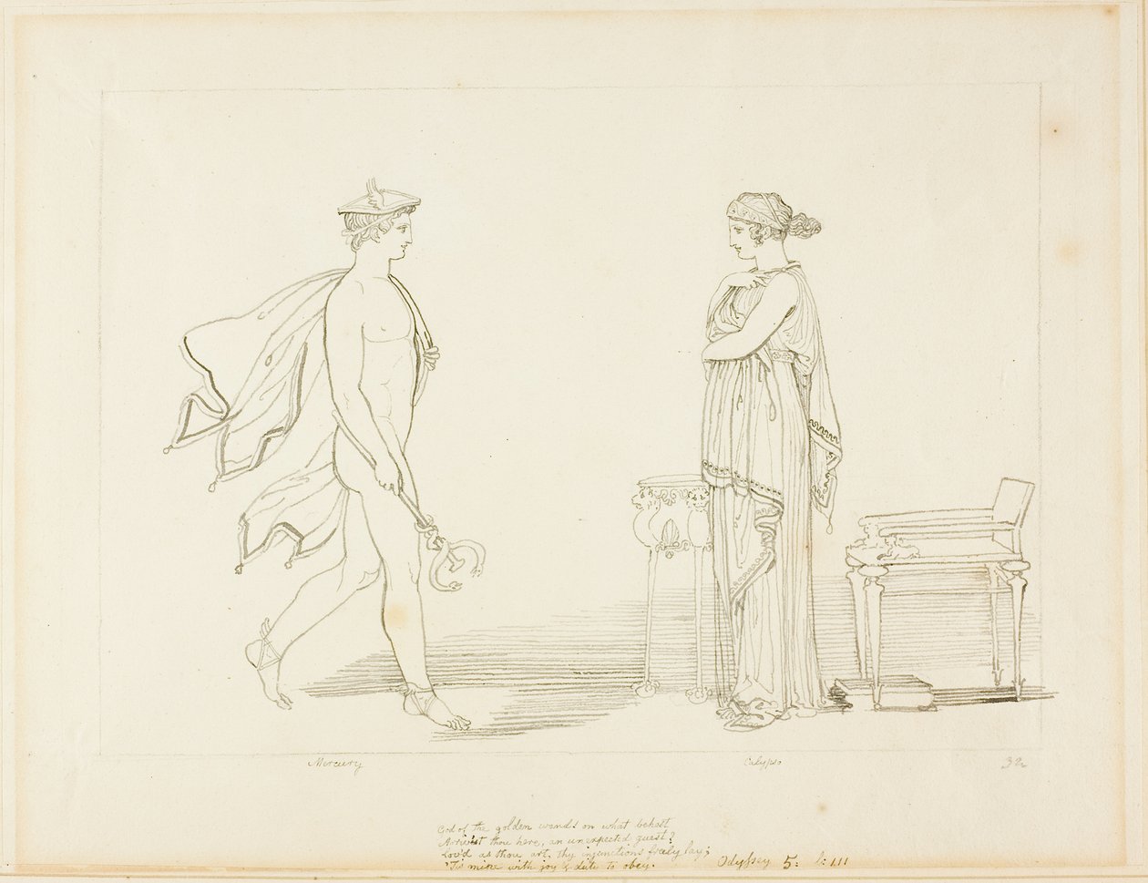Merkury i Kalipso autorstwa John Flaxman