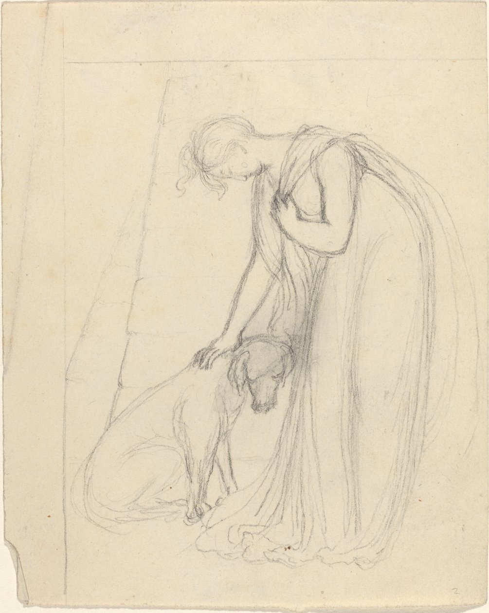 Kobieta poklepująca psa autorstwa John Flaxman