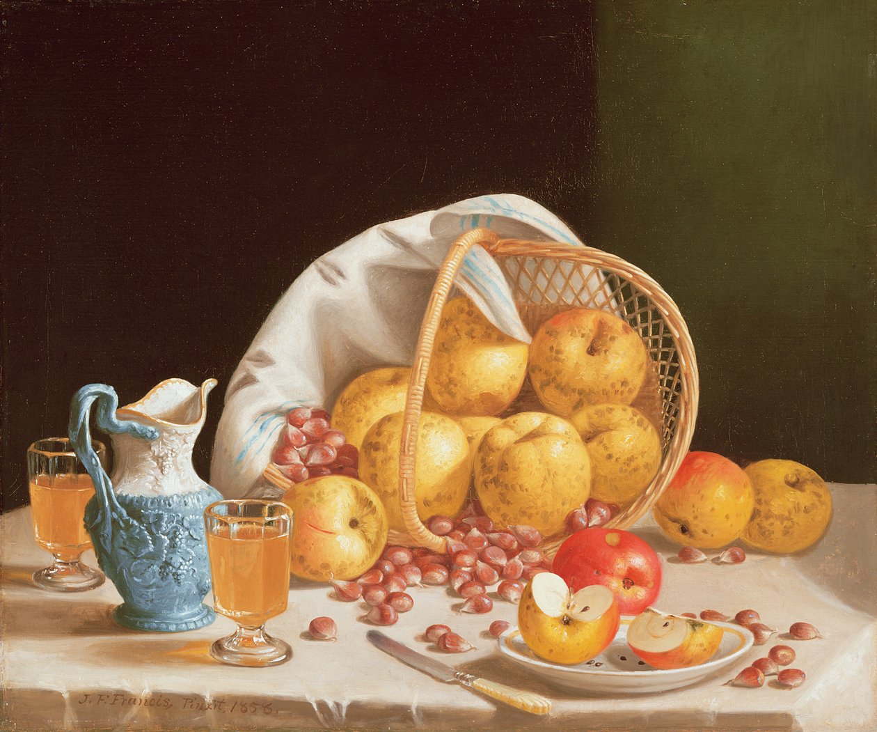 Martwa natura z żółtymi jabłkami, 1858 autorstwa John Francis