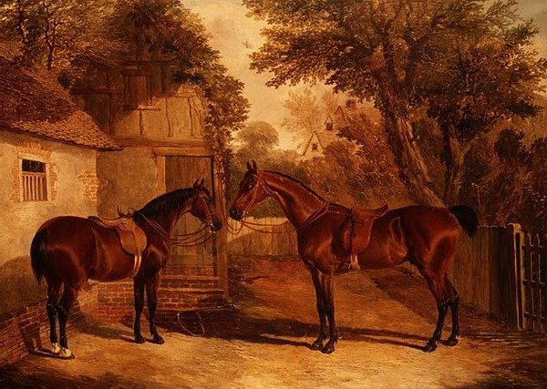 Bay Hunters przed domem na farmie autorstwa John Frederick Herring Senior
