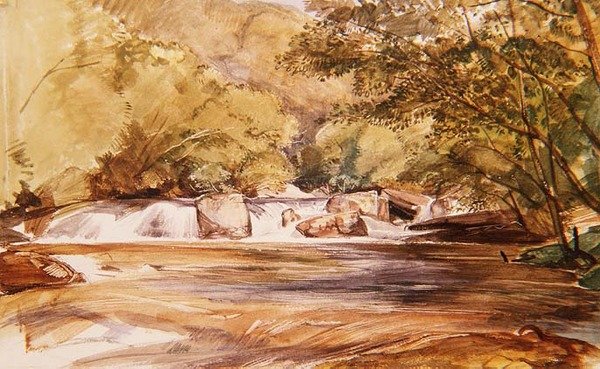 Basen i szkocka rzeka autorstwa John Frederick Lewis