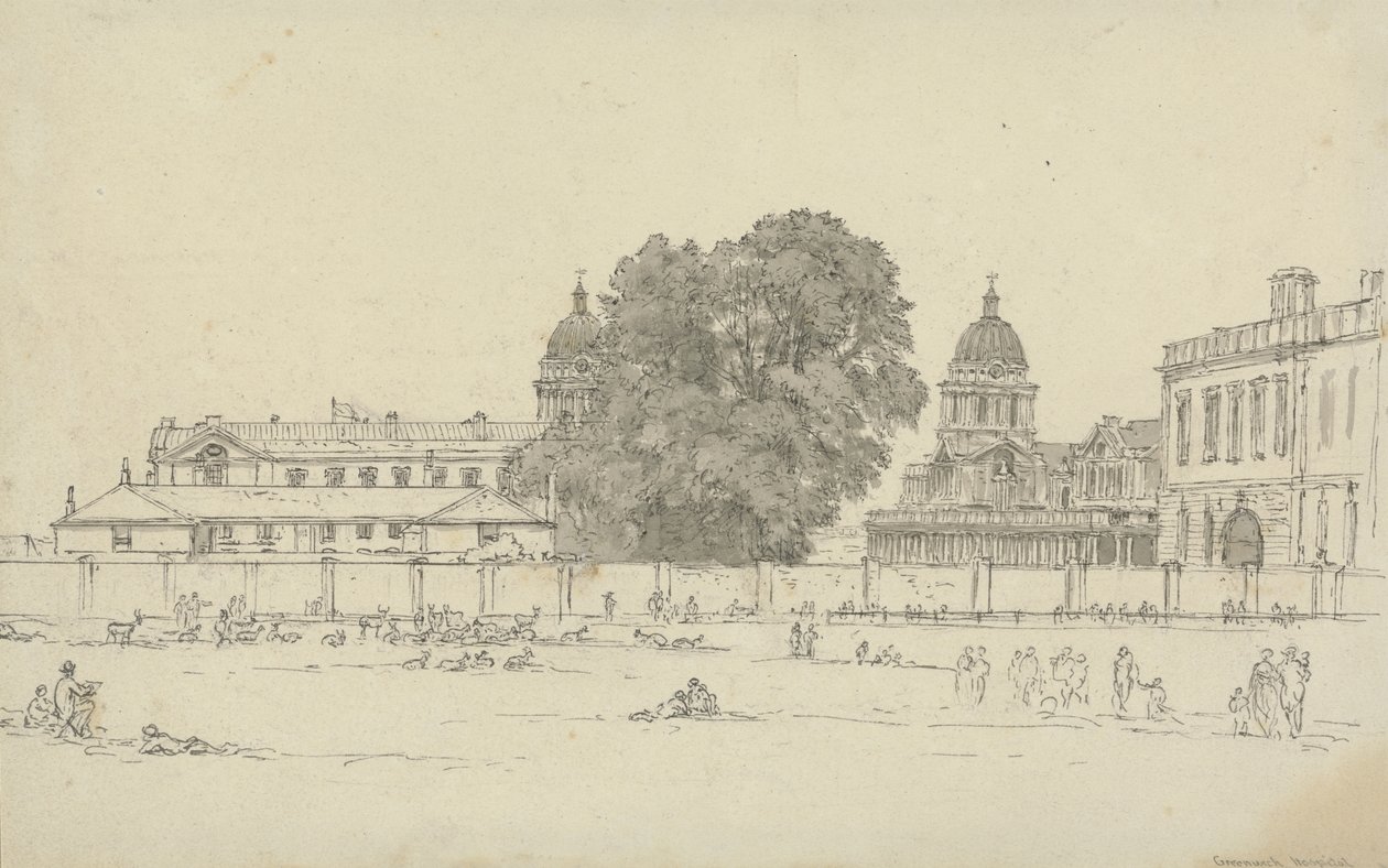 Szpital Greenwich (tusz i pranie na papierze) autorstwa John Glover