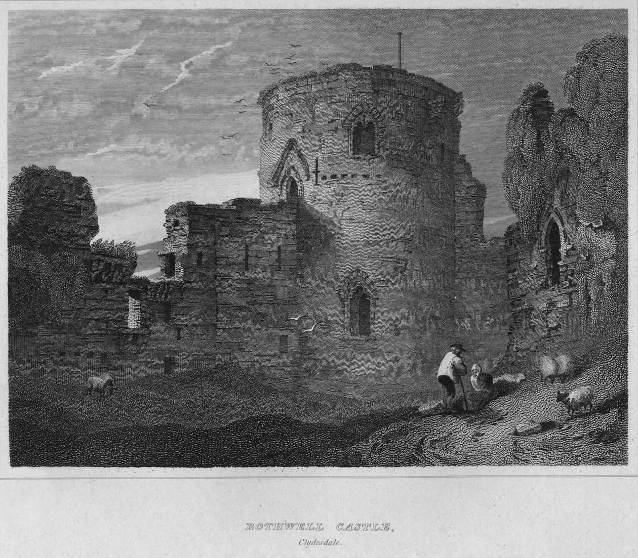 Zamek Bothwell, Clydesdale, 1814 autorstwa John Greig