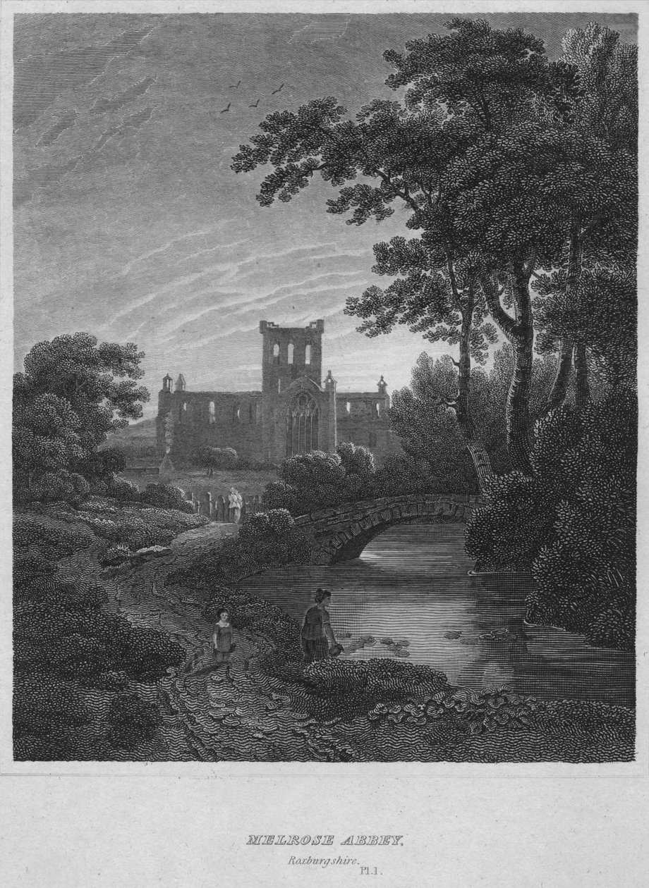 Opactwo Melrose, Roxburghshire, 1814 autorstwa John Greig