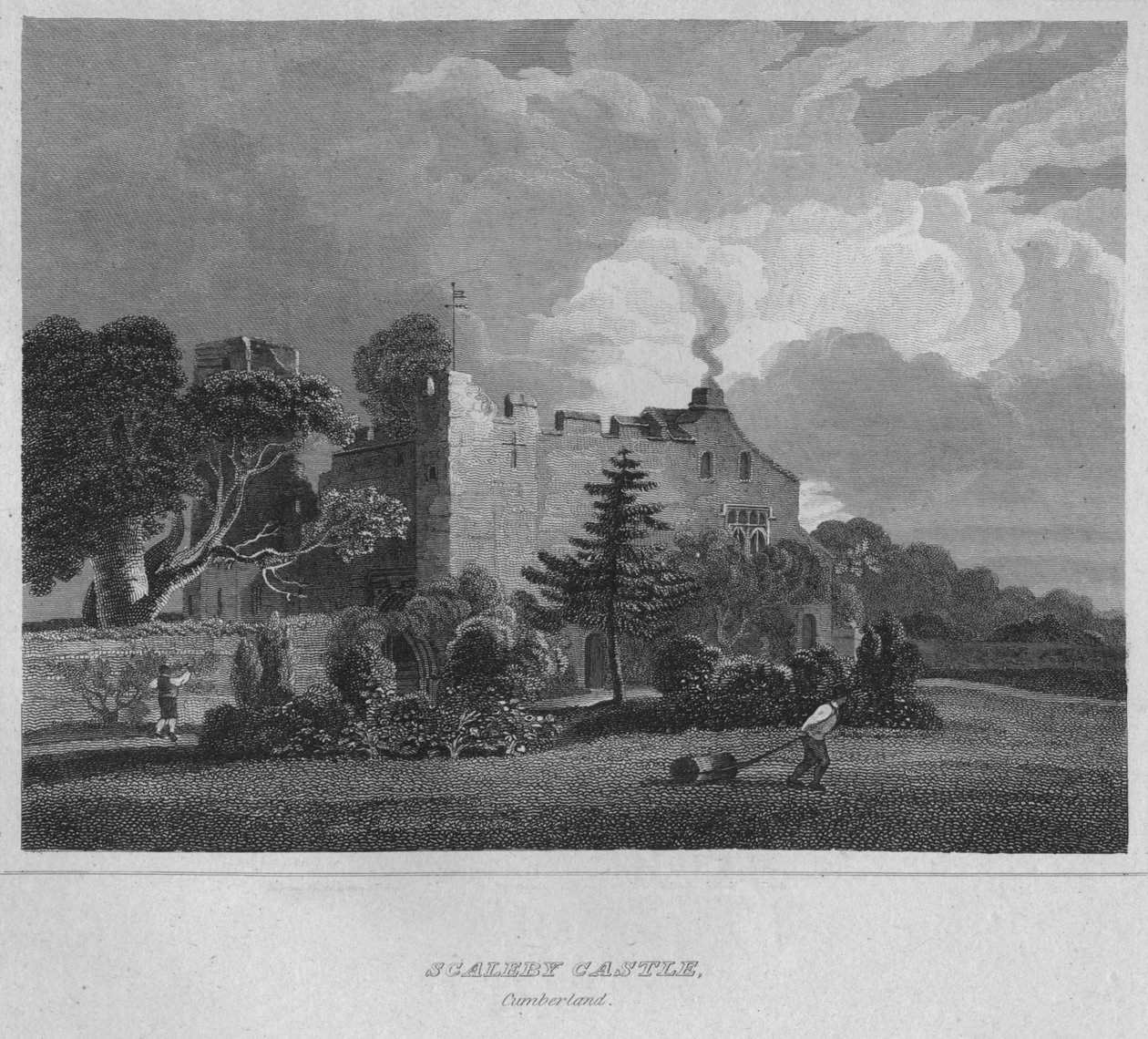 Zamek Scaleby. Cumberland, 1814 autorstwa John Greig