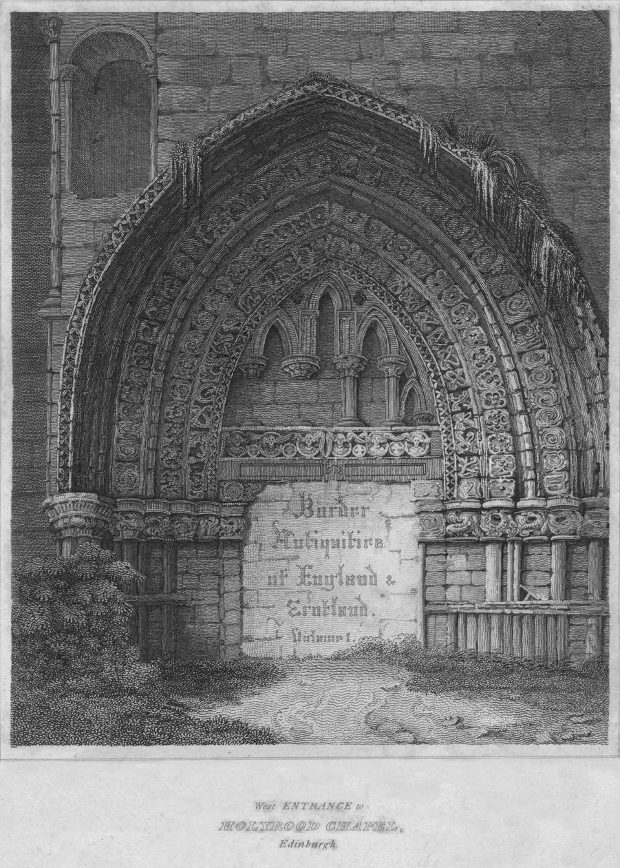 Zachodnie wejście do kaplicy Holyrood, Edynburg, 1814 autorstwa John Greig