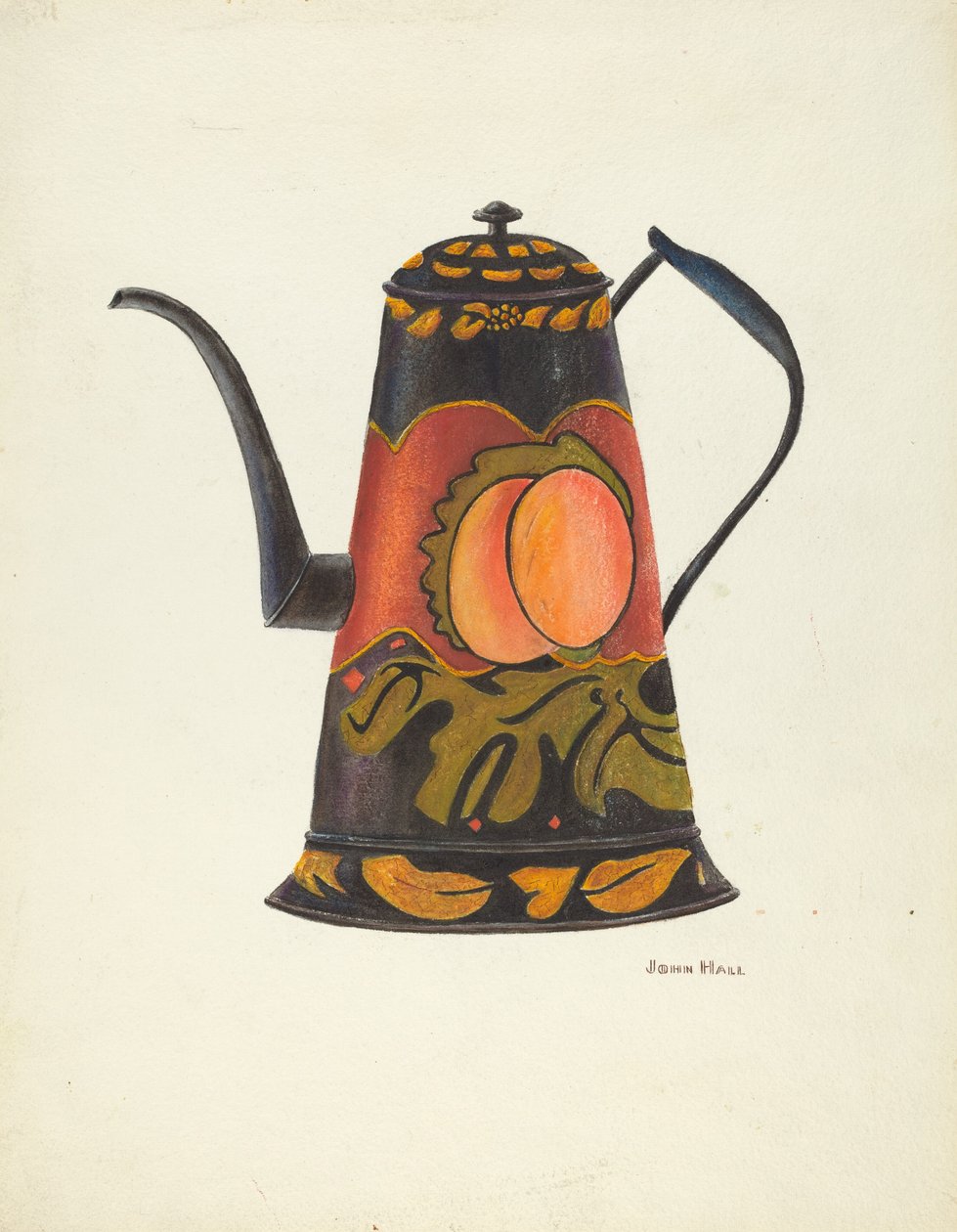 Dzbanek do kawy Toleware, 19351942. autorstwa John Hall