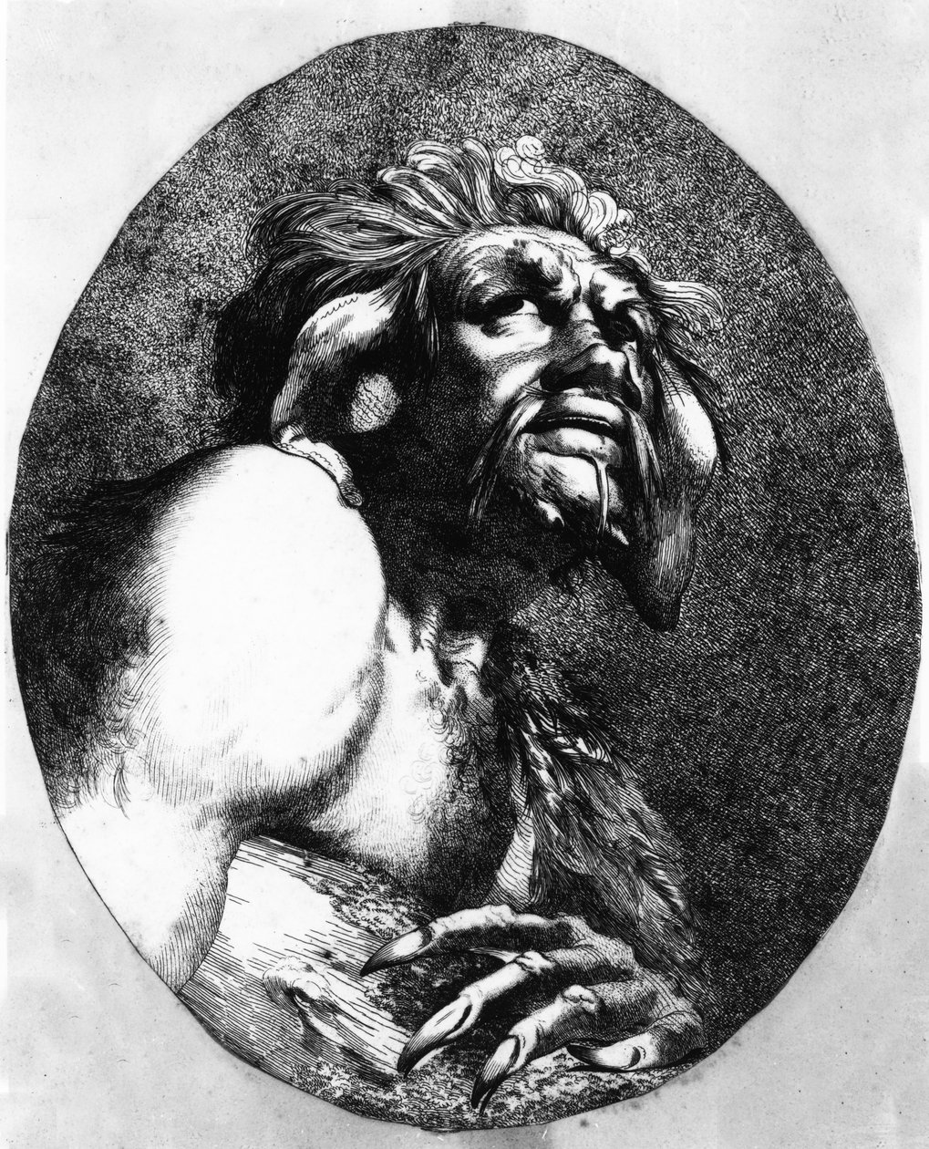 Kaliban, z Burzy, 1776 autorstwa John Hamilton Mortimer