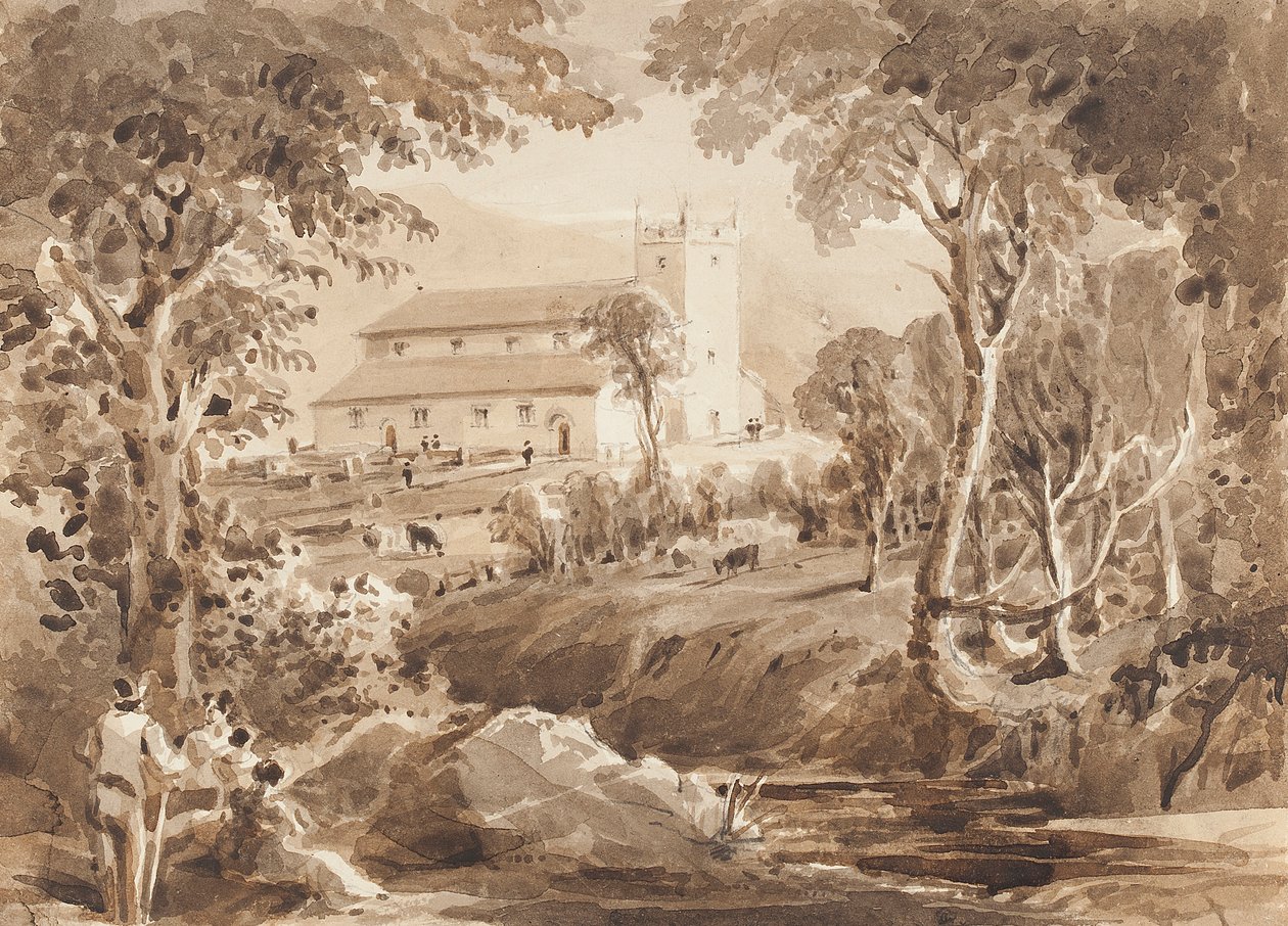 Ambleside Church, Cumbria (wc na papierze) autorstwa John Harden