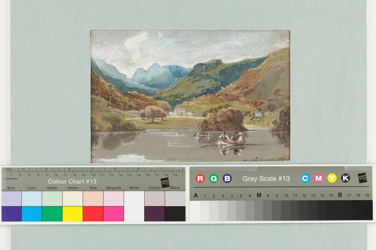Brathay Hall, 1808 (wc na papierze) autorstwa John Harden