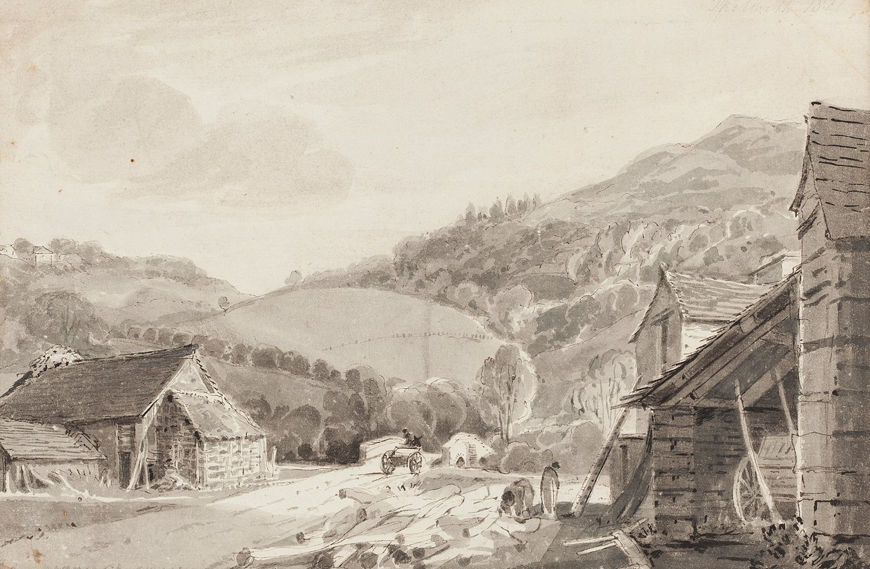 Skelwith, 1821 (wc na papierze) autorstwa John Harden