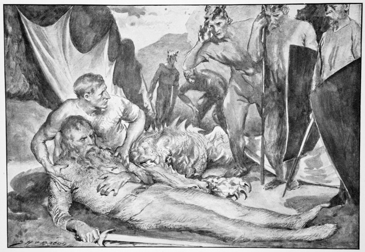 „Śmierć Beowulfa”, 1910. autorstwa John Henry Frederick Bacon