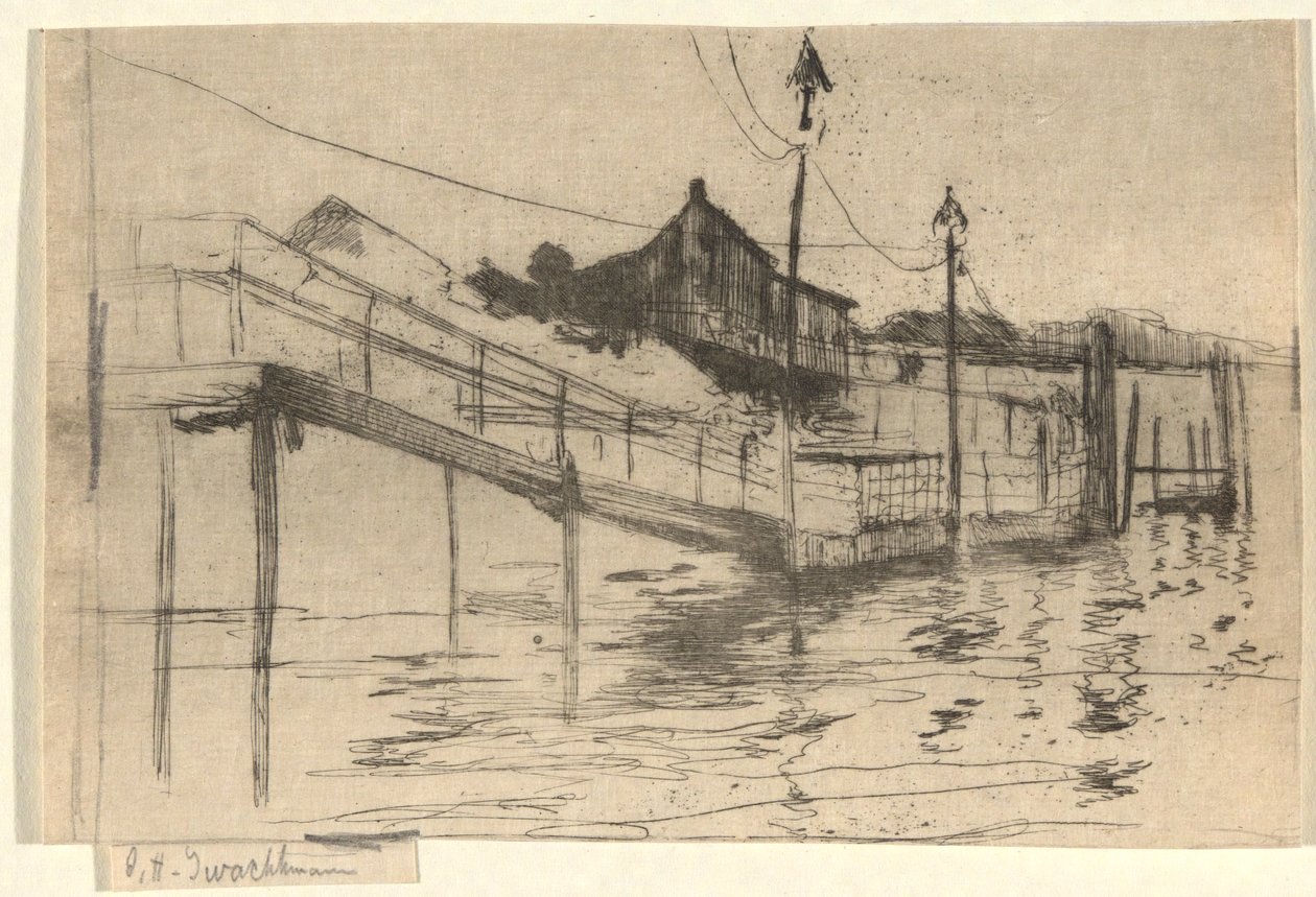 Scena na dokach autorstwa John Henry Twachtman