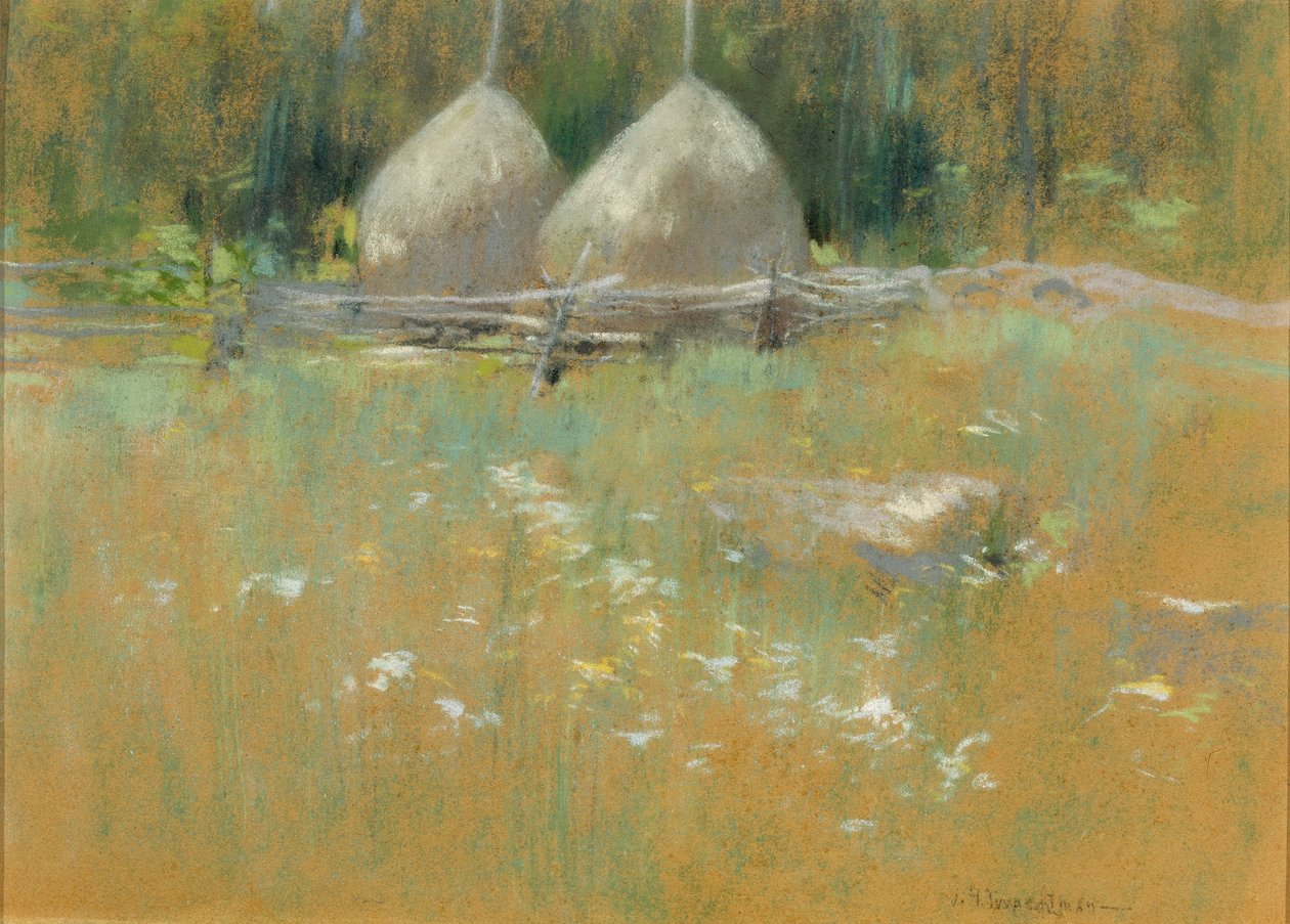 Stogi siana na skraju lasu autorstwa John Henry Twachtman