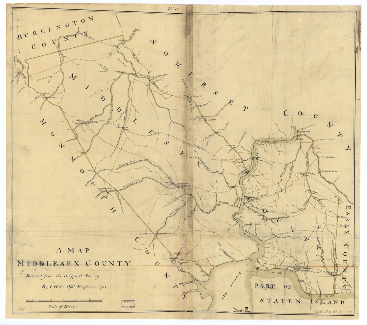 Mapa hrabstwa Middlesex. LOC gm72003603 autorstwa John Hills