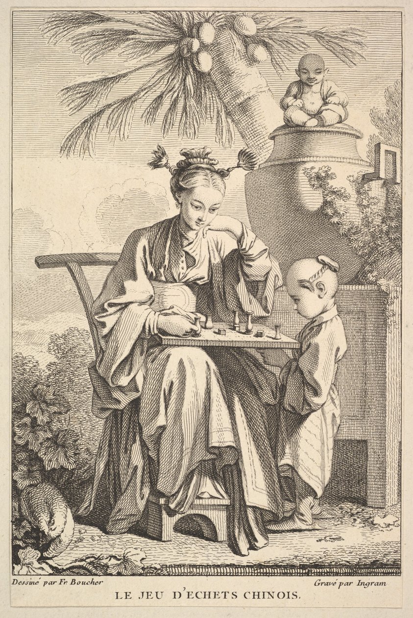Gra w chińskie szachy, 1741-63. autorstwa John Ingram