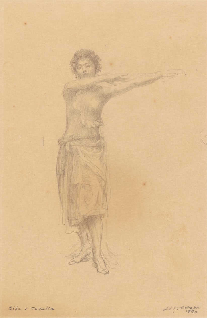 Taupo tańczy stojącego Śiwę, Samoa autorstwa John La Farge