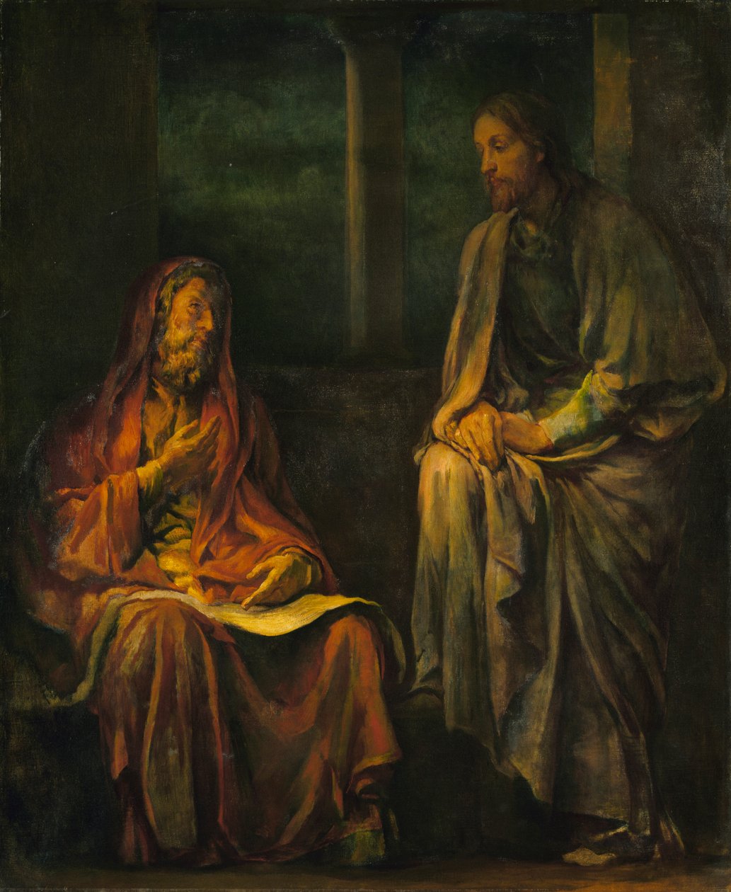 Wizyta Nikodema do Chrystusa, 1880. autorstwa John La Farge