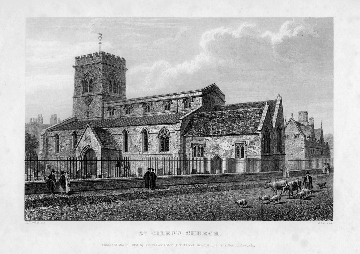 Kościół St Giles, Oksford, 1834. autorstwa John Le Keux