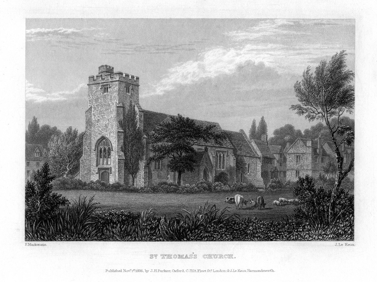 Kościół św. Tomasza, Oksford, 1835. autorstwa John Le Keux