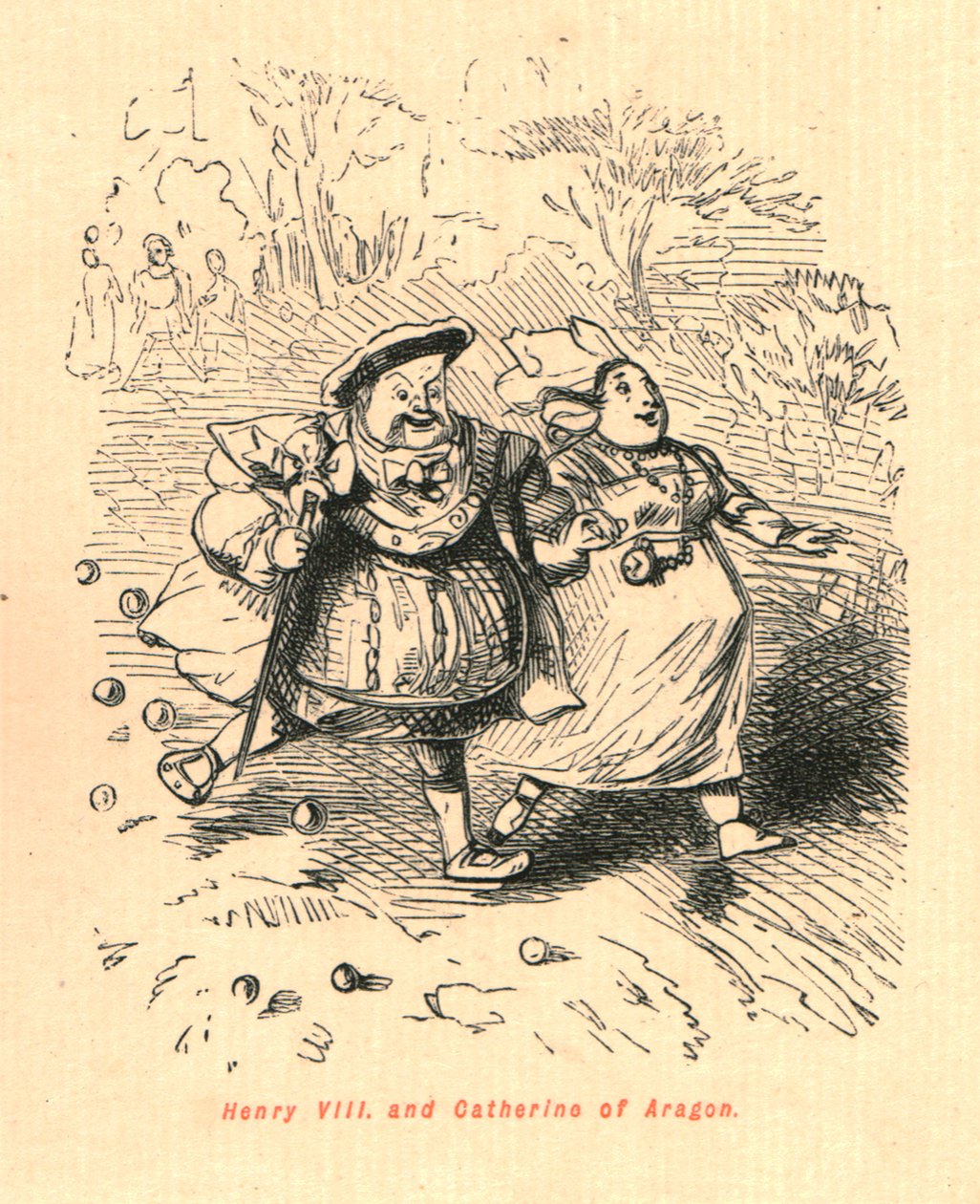 Henryk VIII. i Katarzyna Aragońska, 1897. autorstwa John Leech