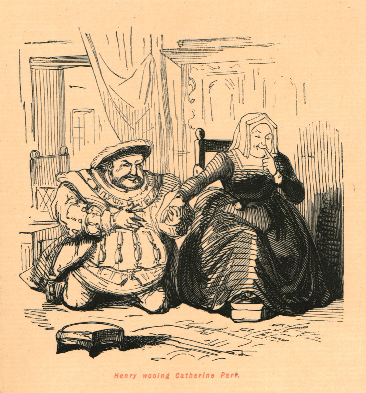 Henry zaloty Katarzyny Parr, 1897. autorstwa John Leech
