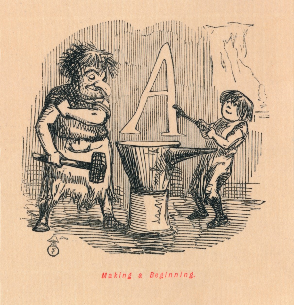 Robienie początku, c1860, 1860 autorstwa John Leech
