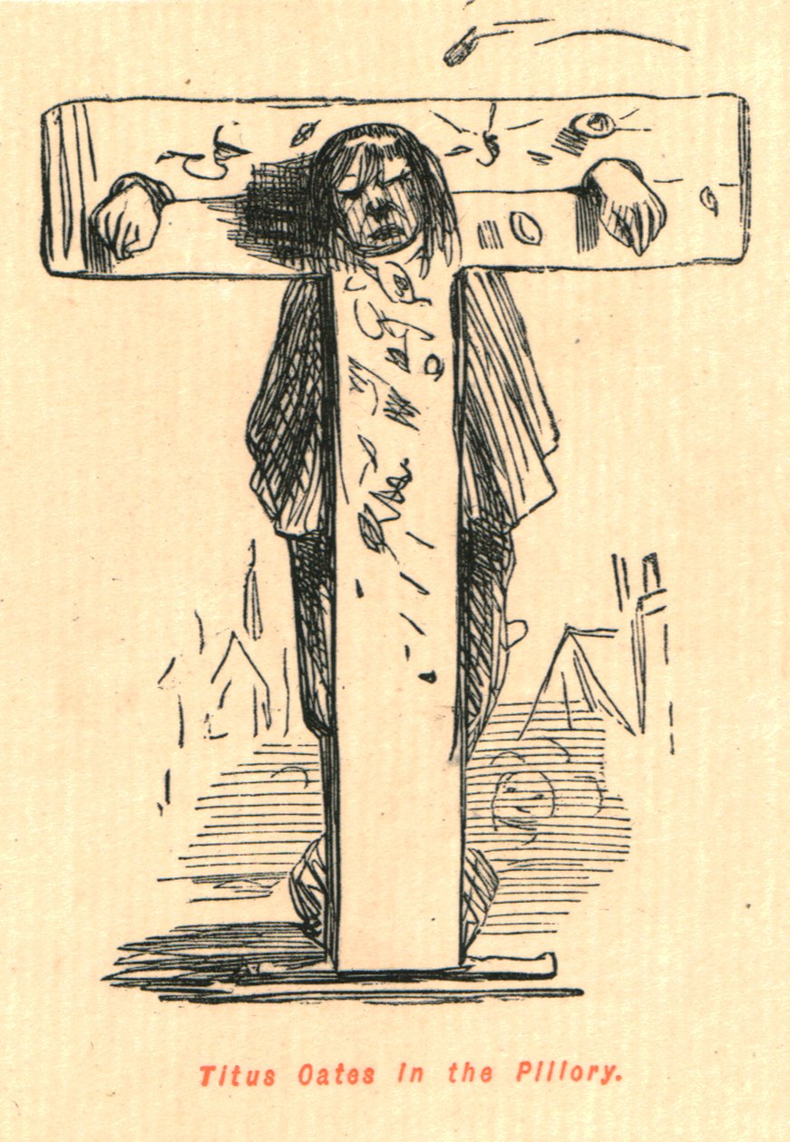 Tytus Oates w pręgierzu, 1897. autorstwa John Leech