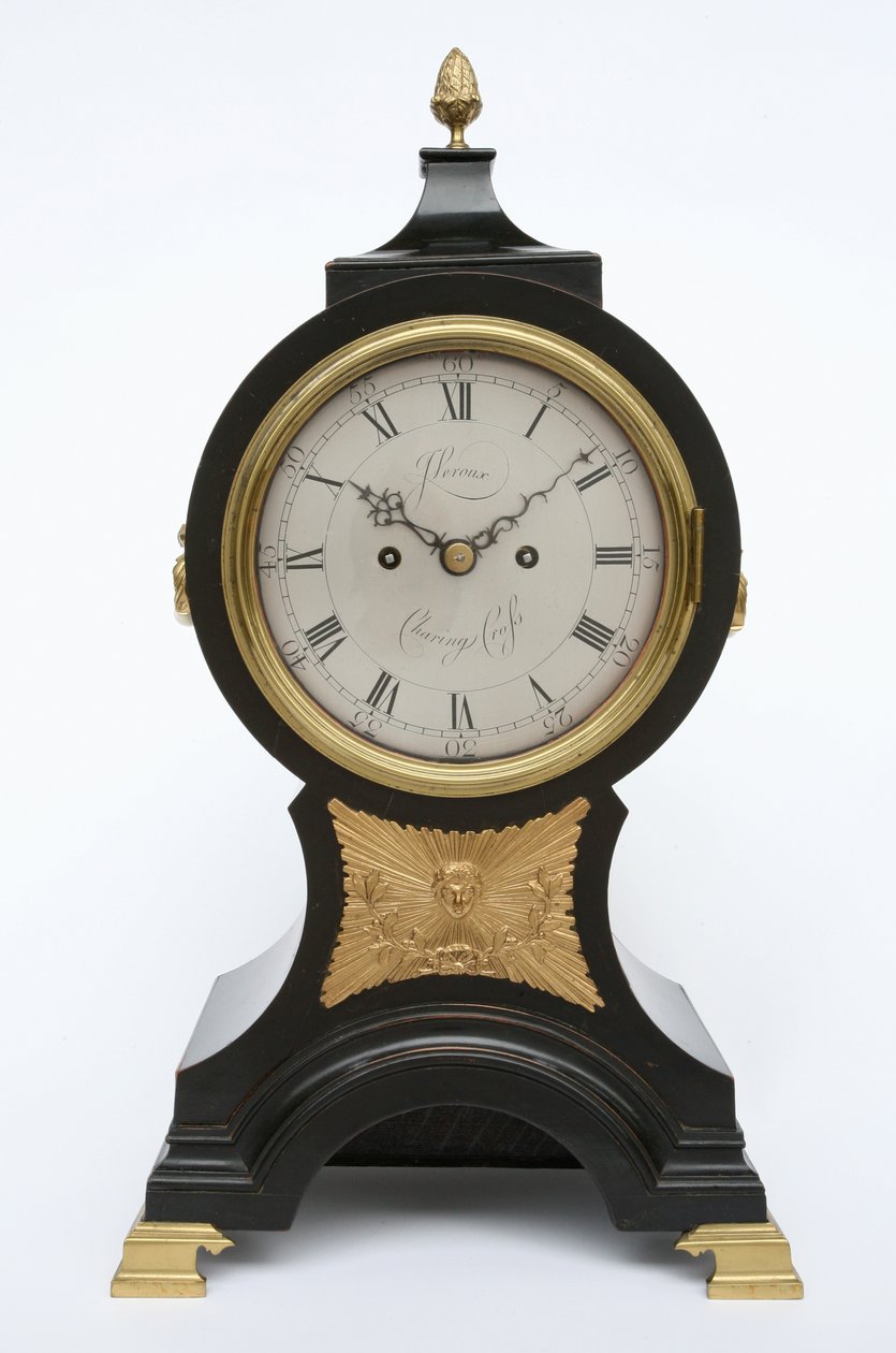 Zegar balonowy, ok. 1760 (mosiądz i ebonizowane drewno owocowe) autorstwa John Leroux
