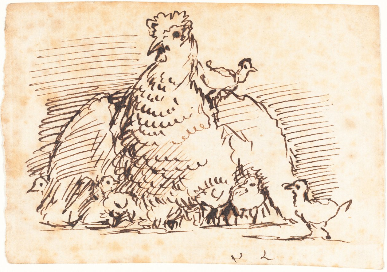 Kury i pisklęta autorstwa John Linnell