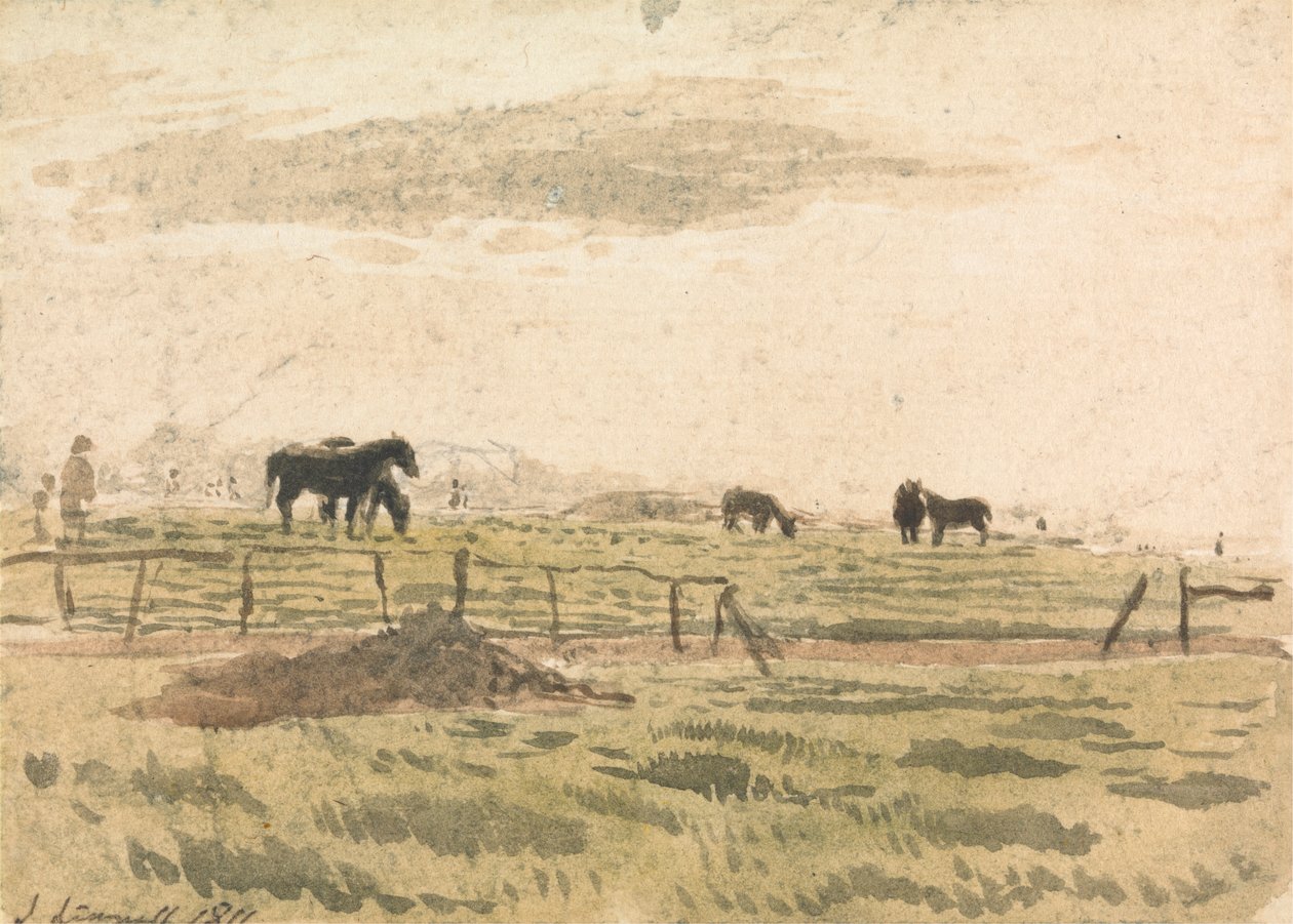 Konie w padoku autorstwa John Linnell