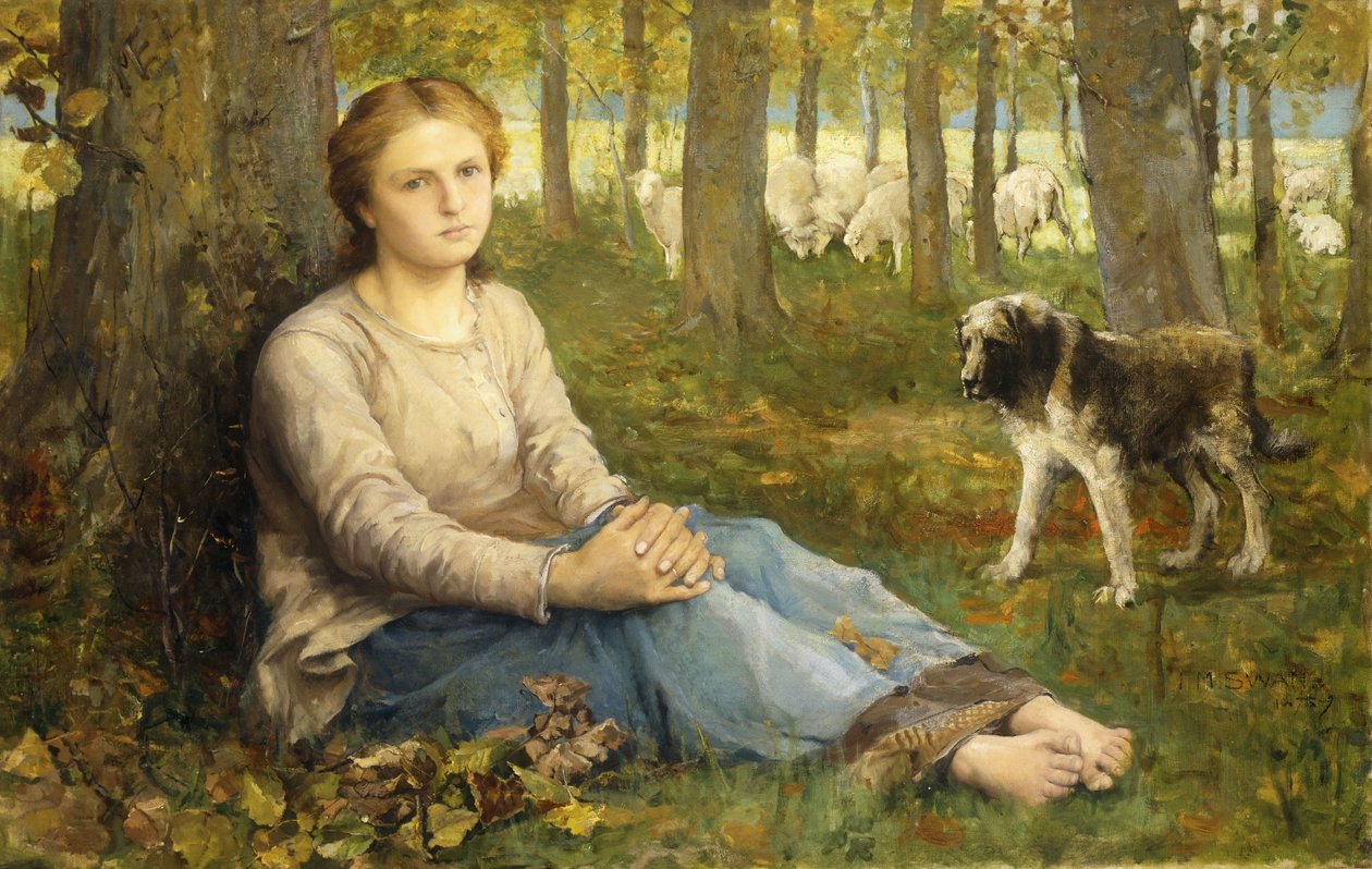 Pasterka i jej trzoda, 1878-9 autorstwa John Macallan Swan