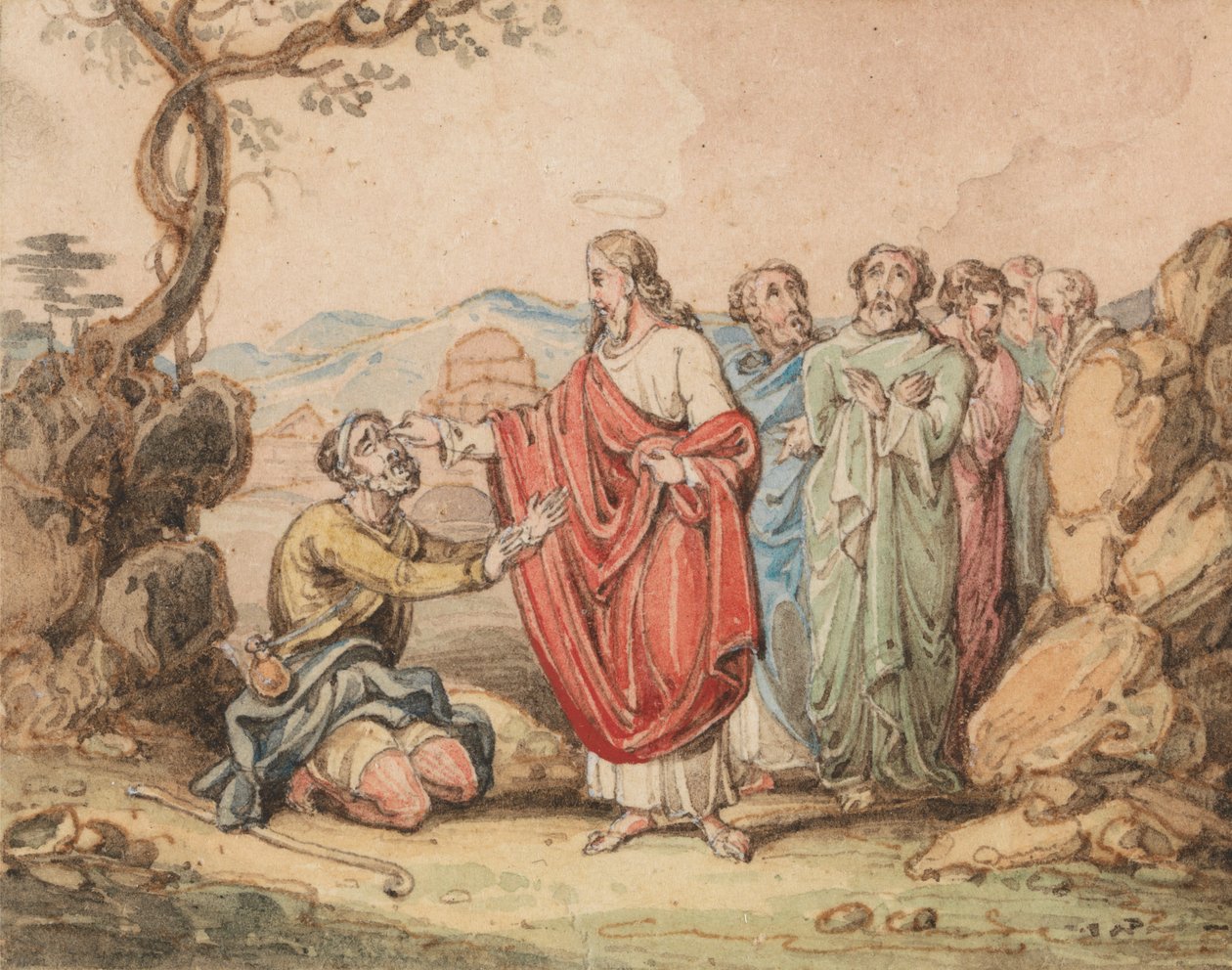 Chrystus uzdrawia niewidomego autorstwa John Martin
