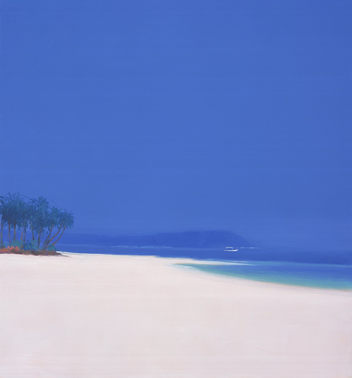 Biała łódź rybacka, 2002 autorstwa John Miller