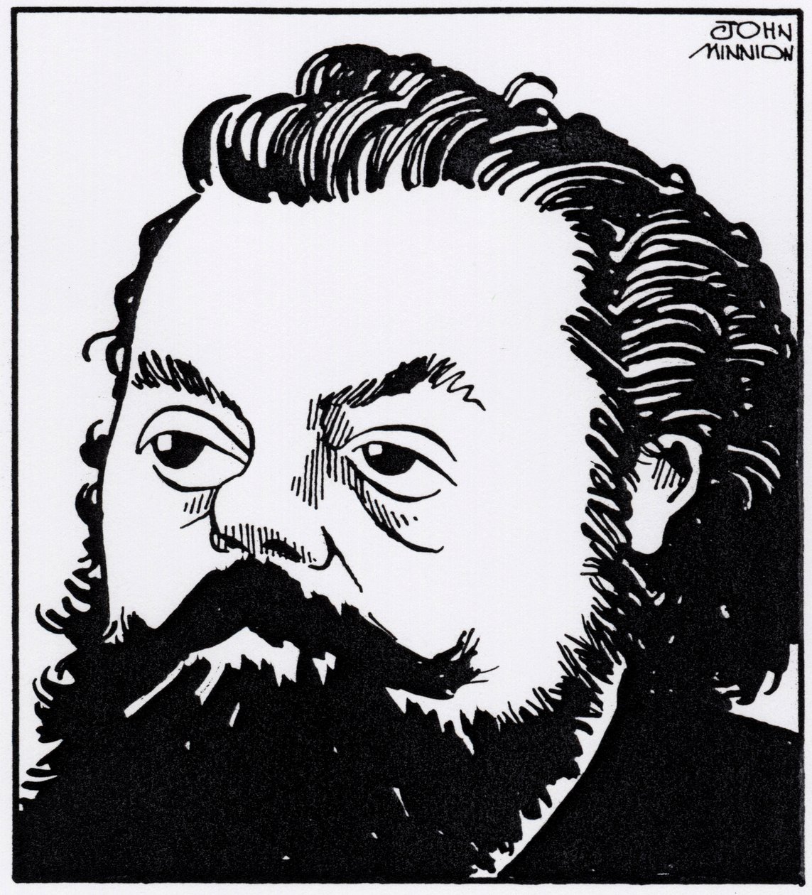 Modest Pietrowicz Musorgski, portret karykaturalny autorstwa John Minnion