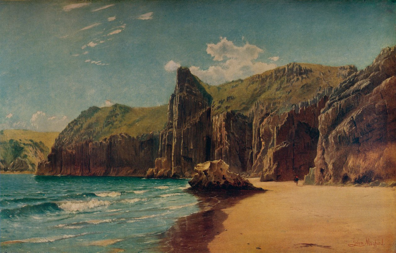 Klify w Barlow, c1877. autorstwa John Mogford