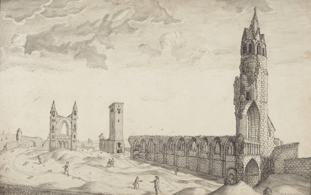 St Andrews nakreślone (pióro i pranie na papierze) autorstwa John Oliphant