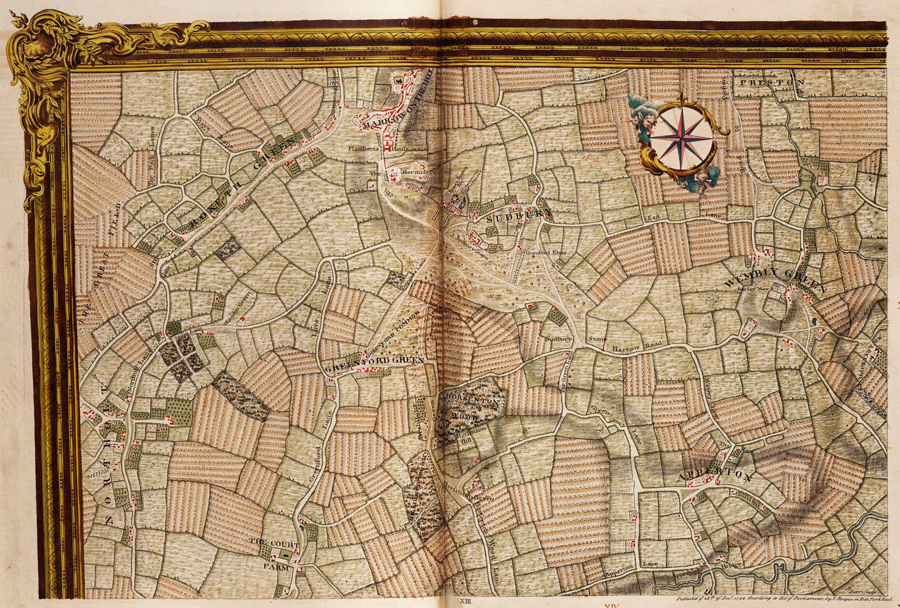 Mapa Northolt, Harrow i Wembley autorstwa John Rocque