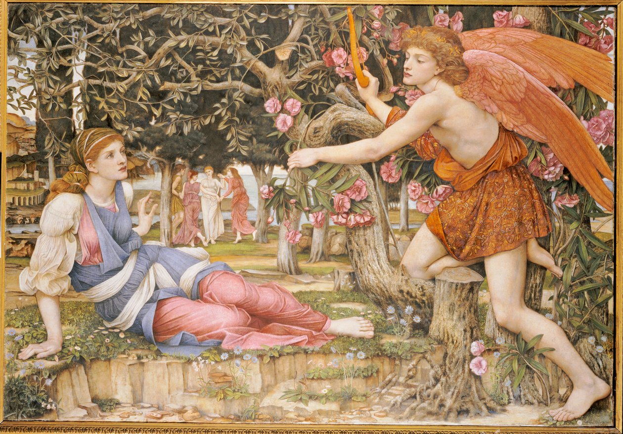 Miłość i Dziewica, 1877 autorstwa John Roddam Spencer Stanhope